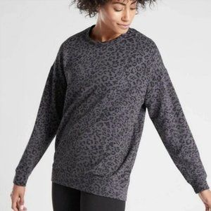 Athleta Pure Luxe Leopard Sweater in Gray and Black, L